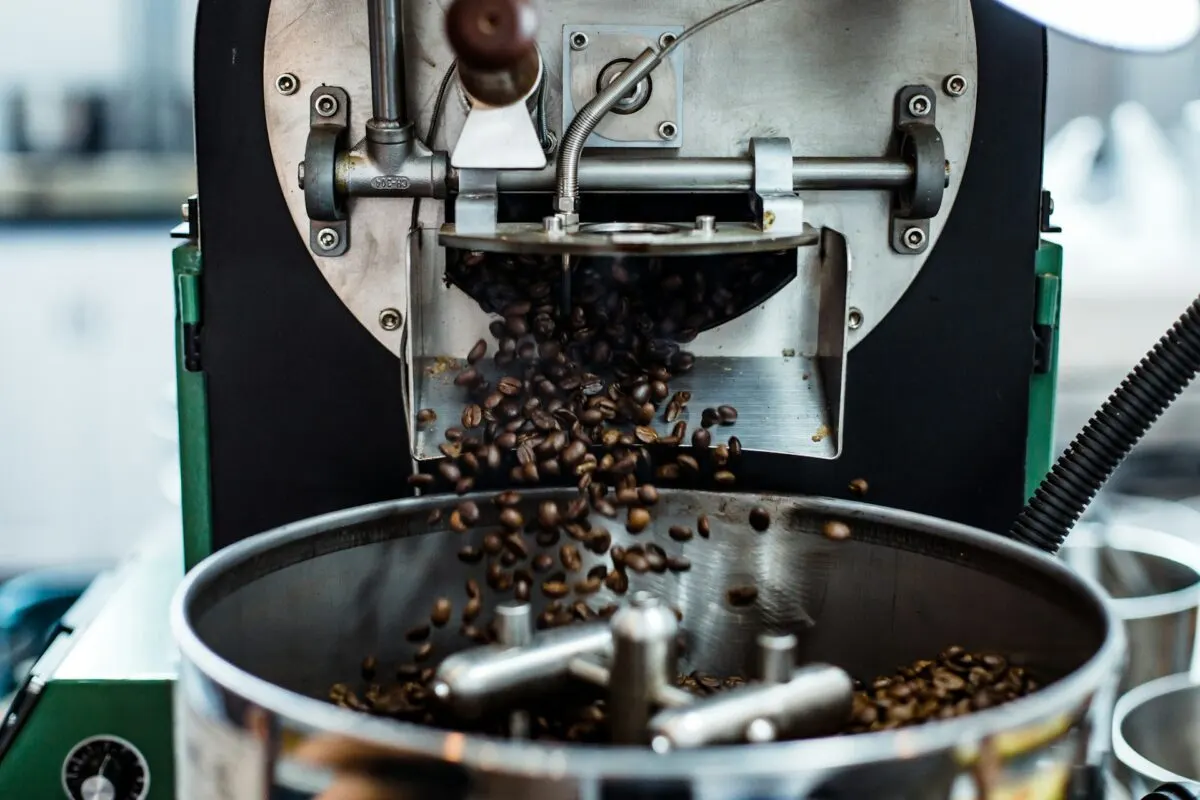 Coffee roaster drum with beans